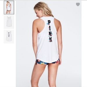 PINK Victoria's Secret Tops - VS Pink white logo tank sz L NWT PINK Victoria's Secret Tops - VS Pink white logo tank sz L NWT